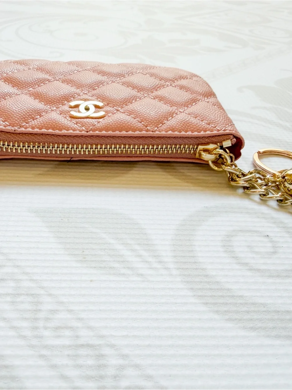 CHANEL Pink Quilted Zip Pouch with Gold CC - Picture 7 of 12
